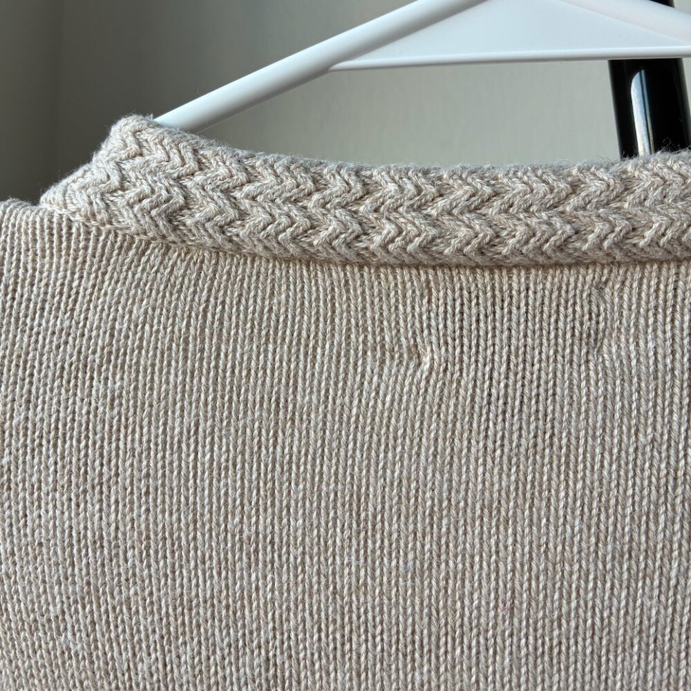 J. Crew Cream/Tan Cotton-Blend Cardigan Sweater Lady Jacket w/ Gold Buttons - L - Picture 8 of 12